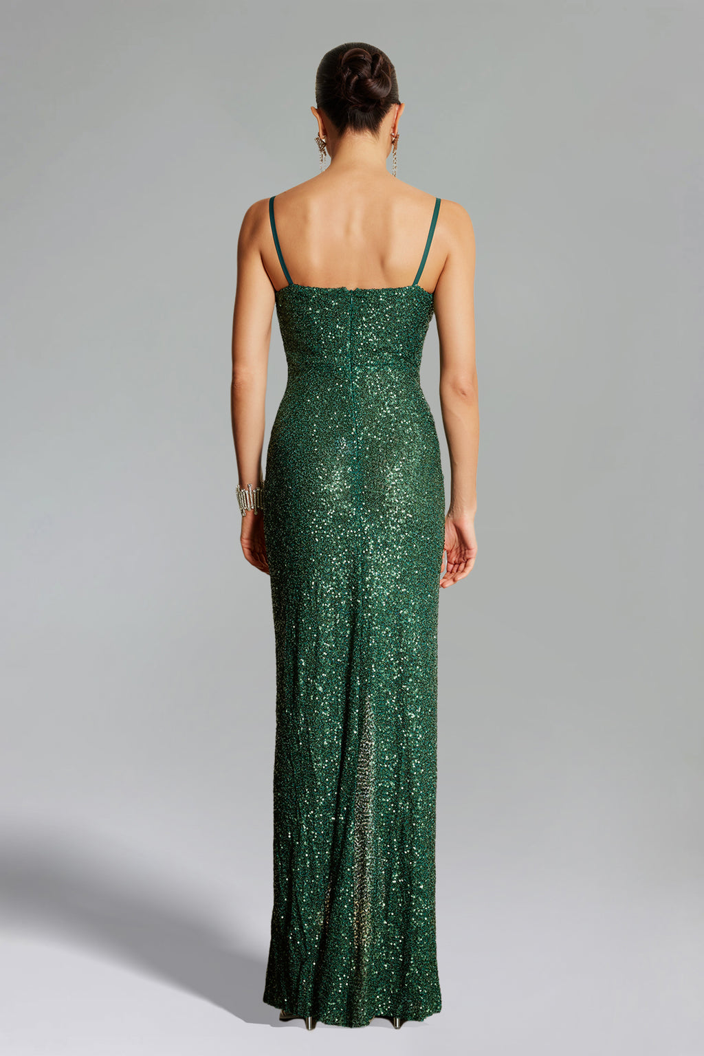 Megan Flower Cut Out Twist Slit Maxi Dress - Green	