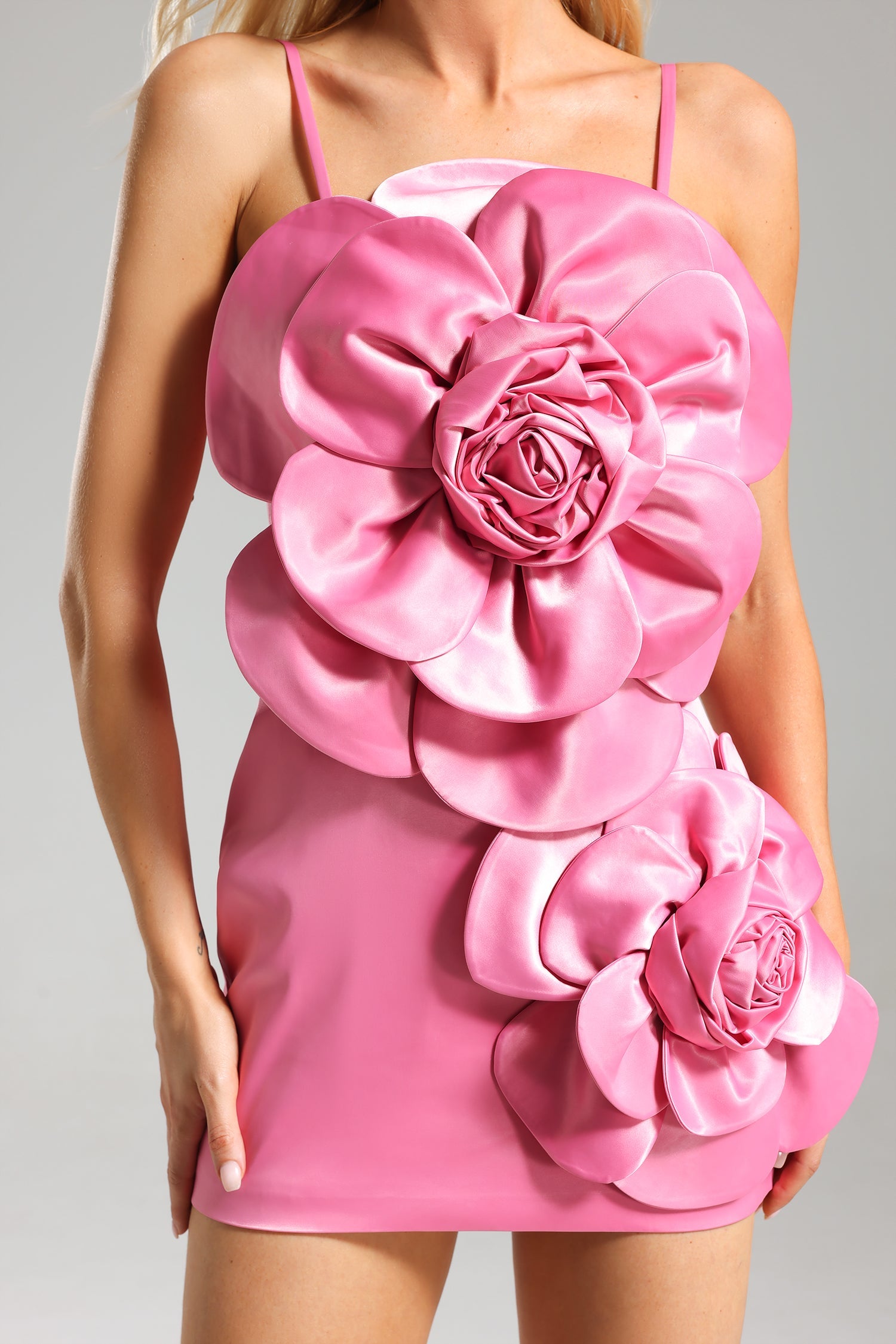 Angela Flowers Halter Mini Dress	