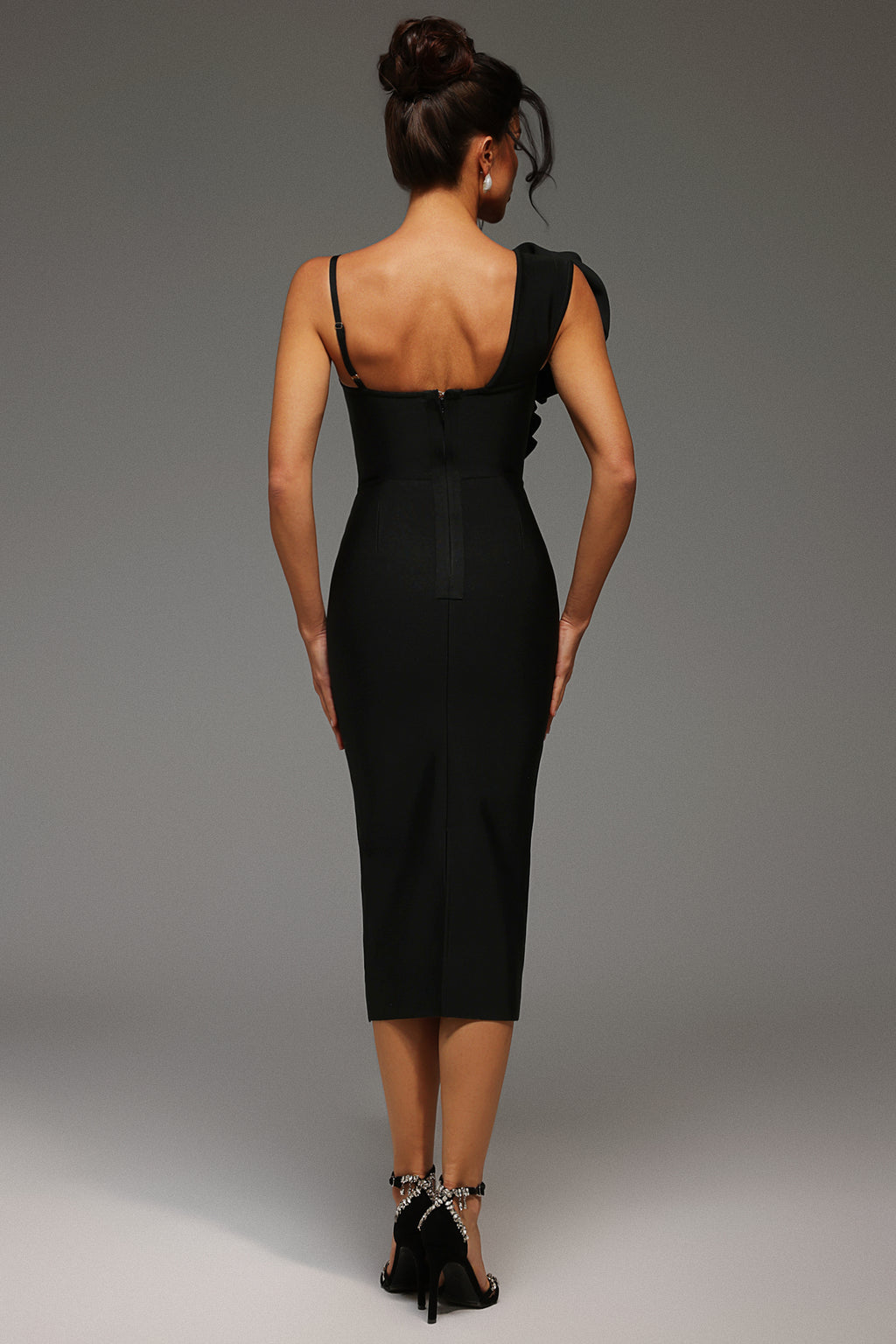 Lzada Halter Flowers Bandage Midi Dress