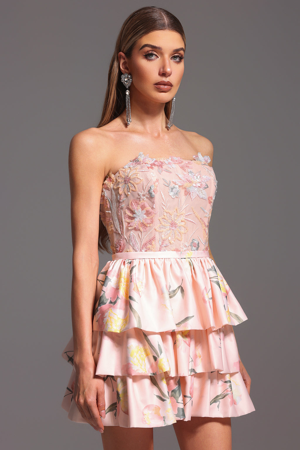 Waner Sleeveless Printing Flowers Mini Dress