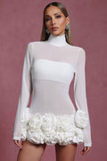 Halasa Long Sleeve Flowers Mini Dress
