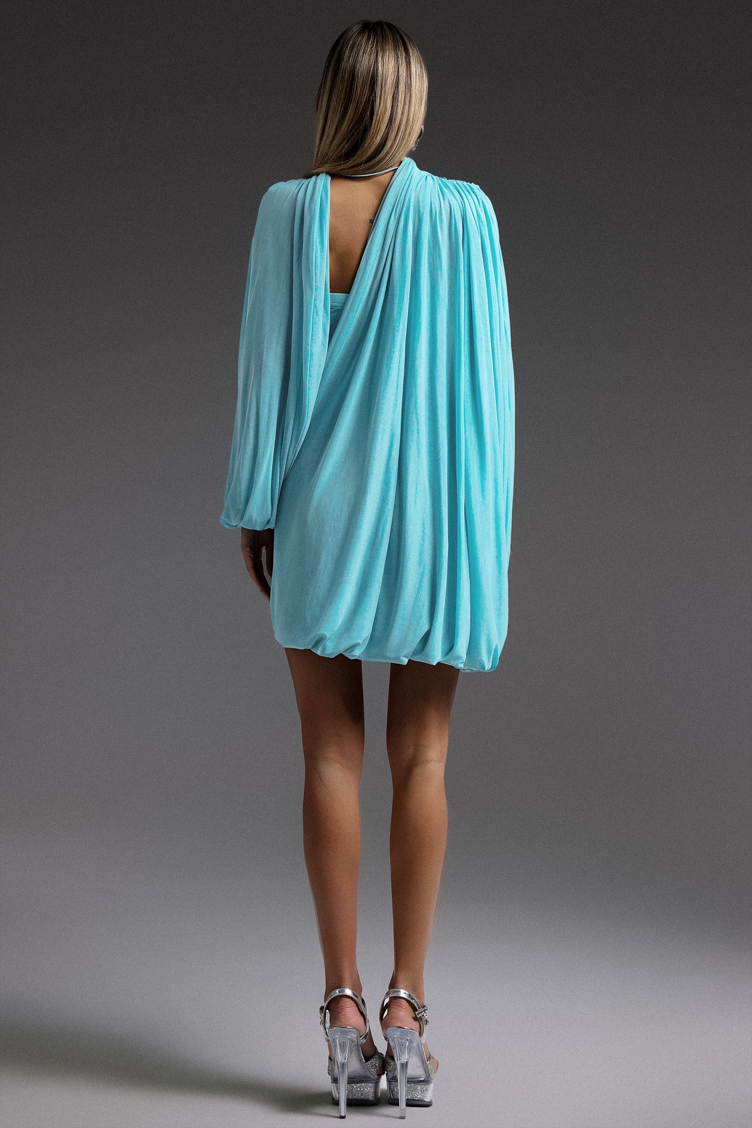 Ternan Long Sleeve Fold Splice Mini Dress