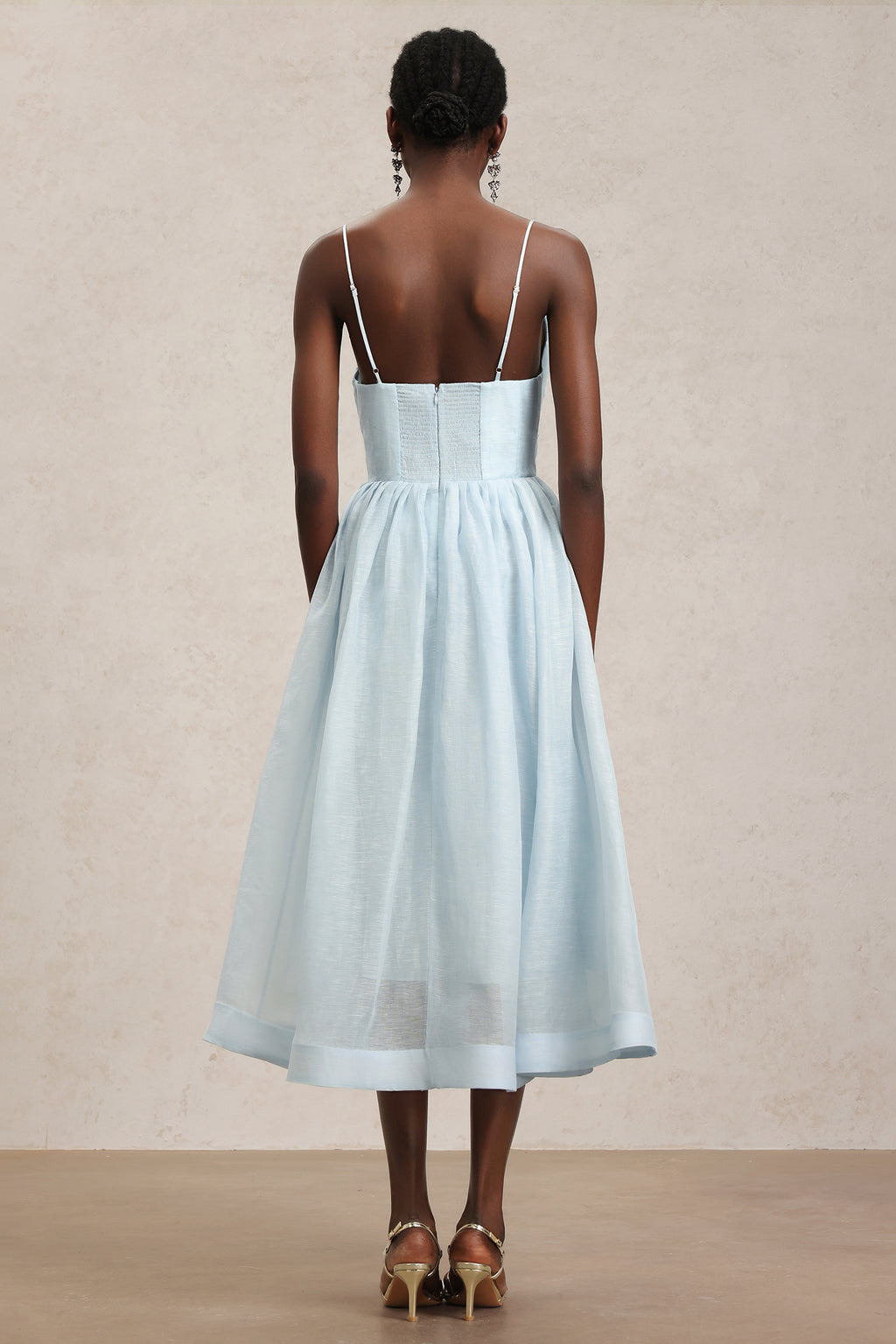 Radmila Halter Deep-V Folds Maxi Dress