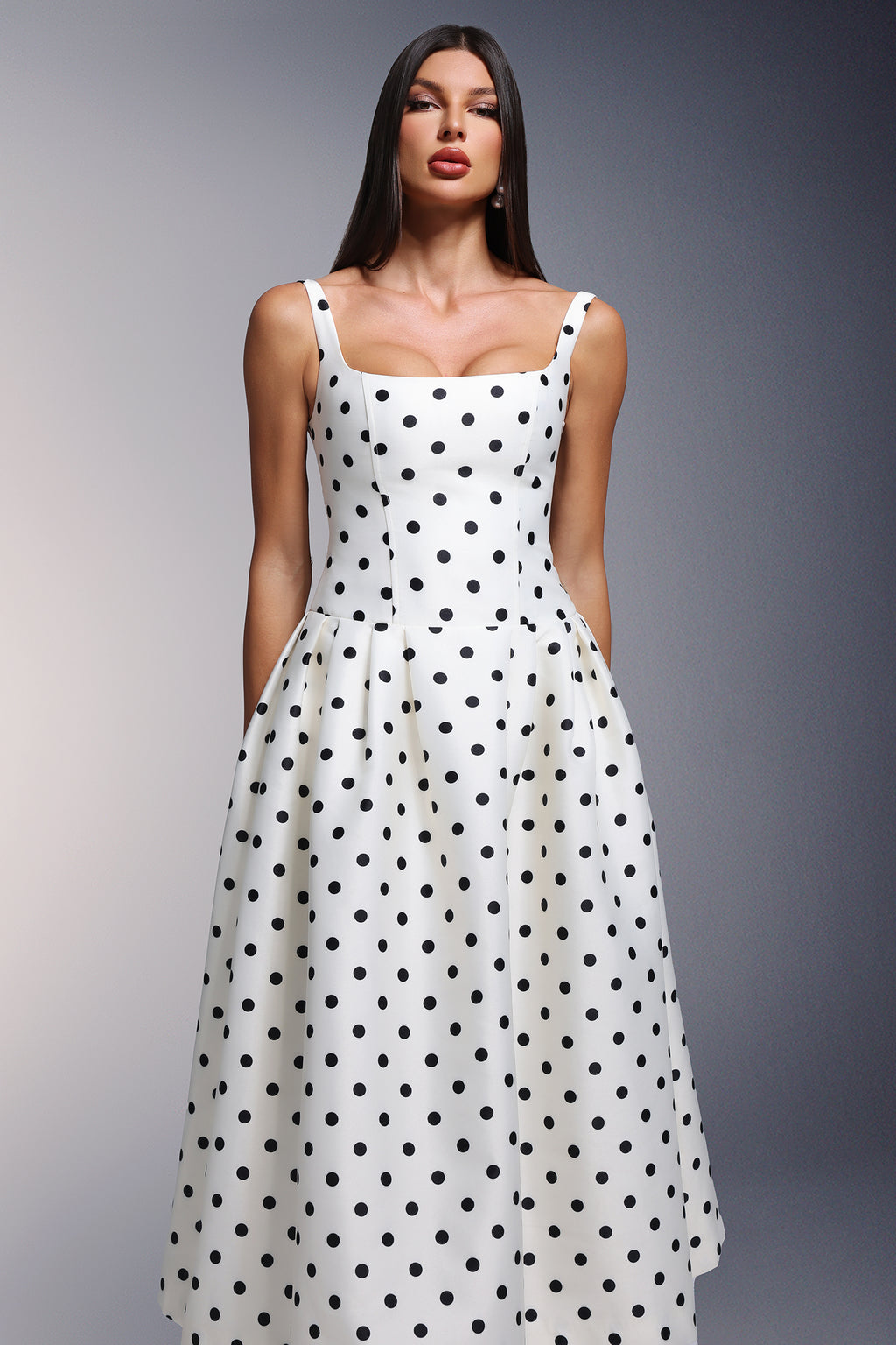 Zada Sleeveless Wave Point Maxi Dress
