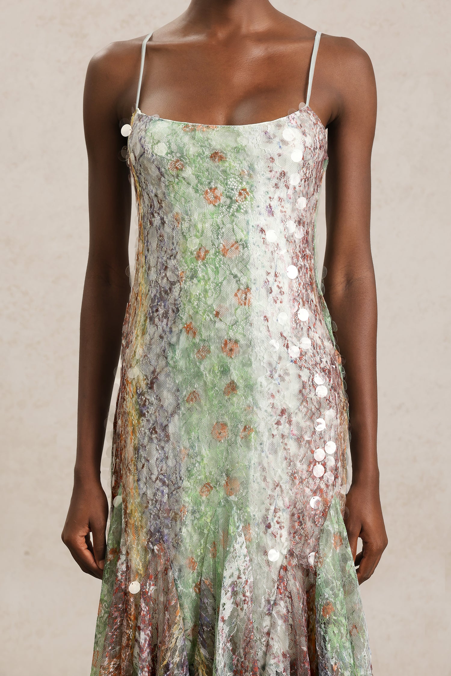 Wola Halter Printed Sequin Maxi Dress