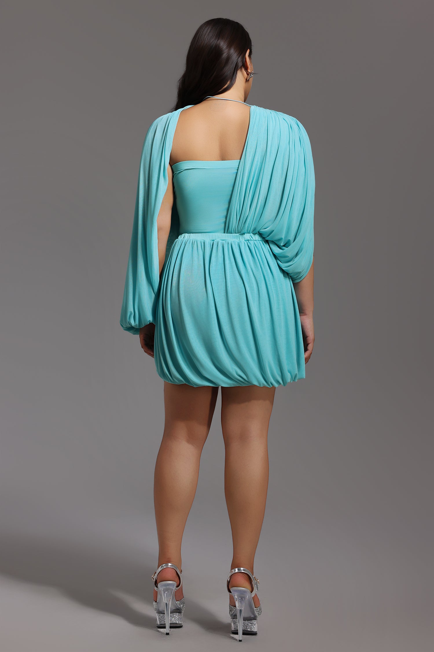 Ternan Long Sleeve Fold Splice Mini Dress
