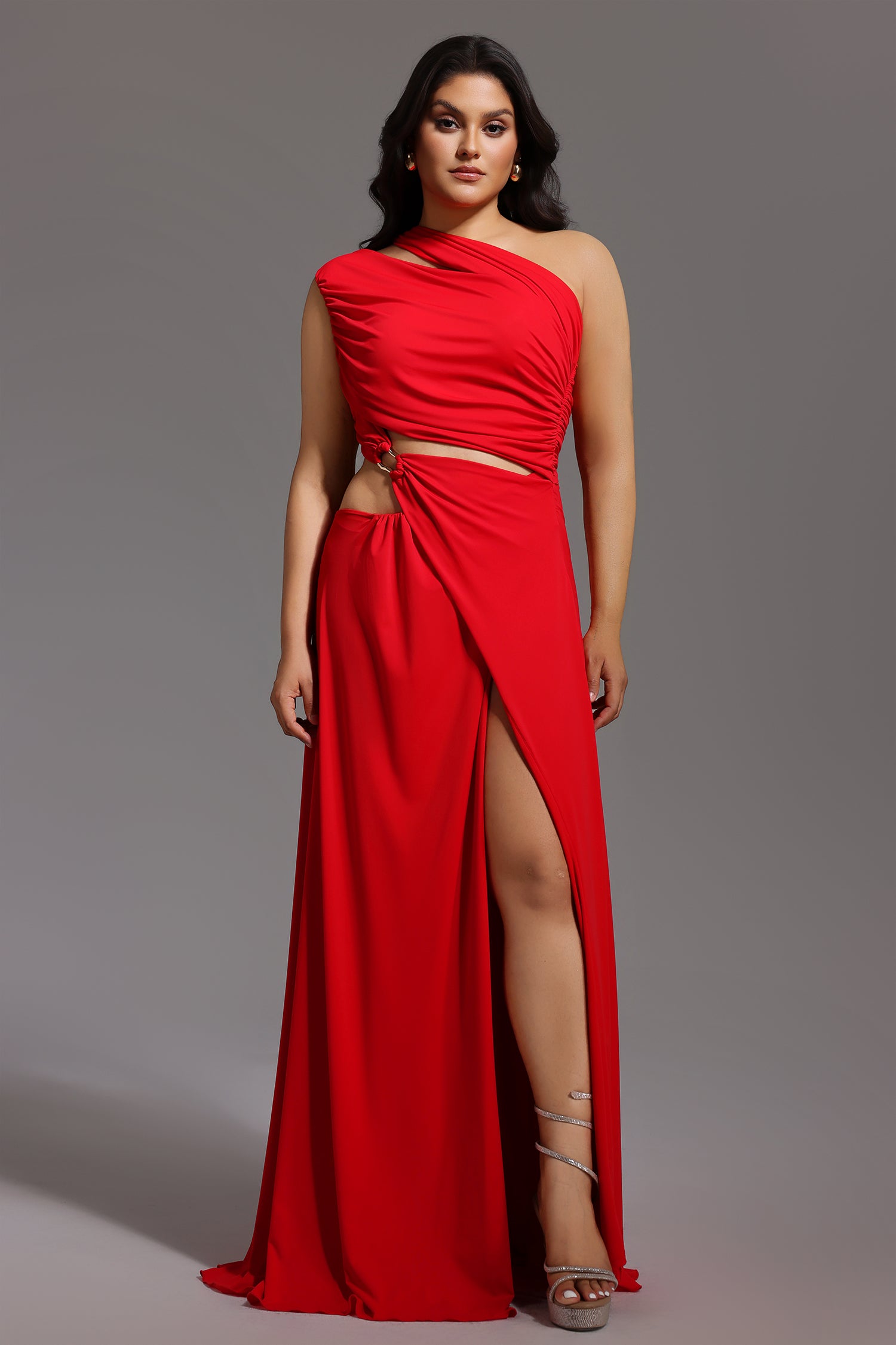 Xlyia High Slit Hollowed-out Maxi Dress