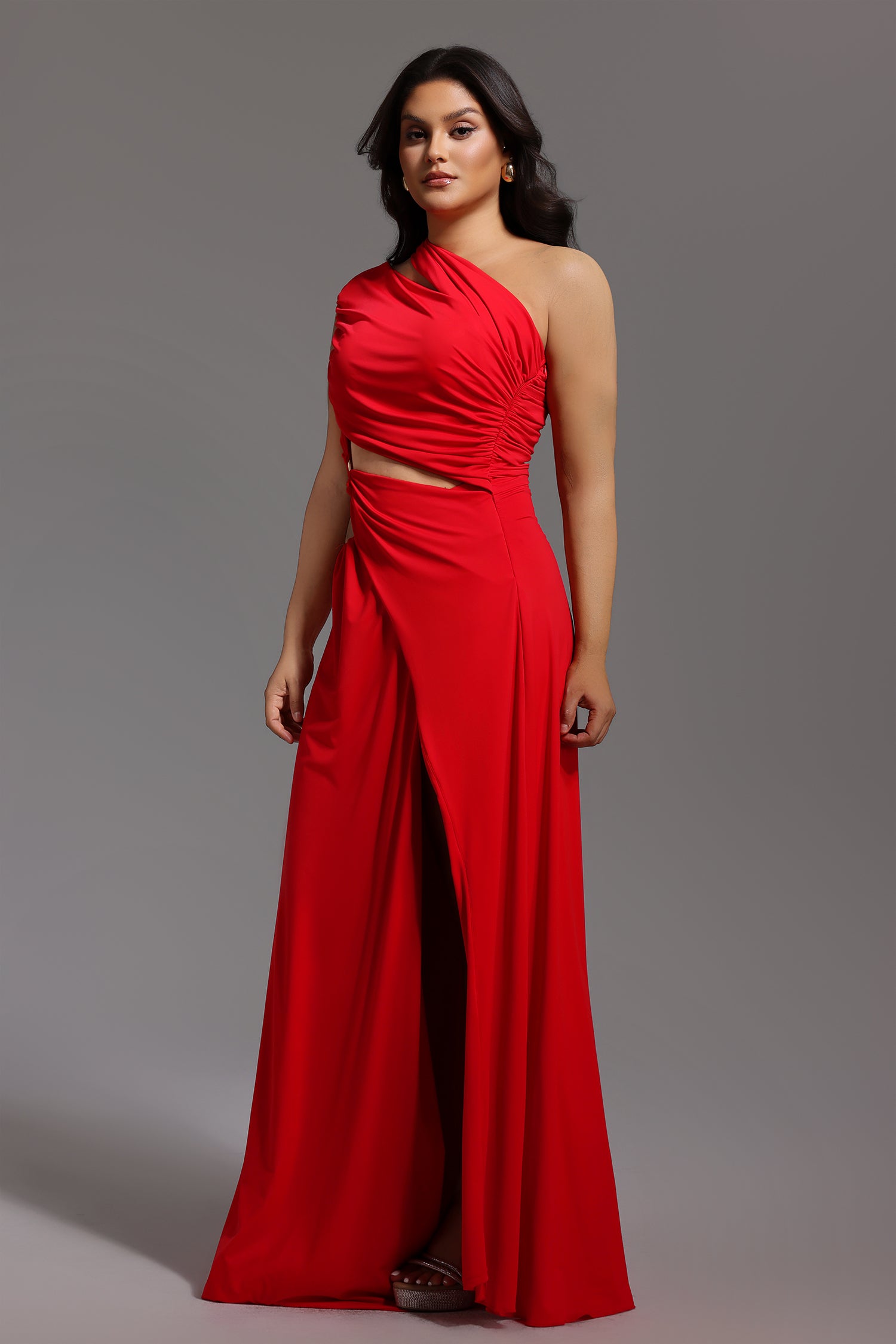 Xlyia High Slit Hollowed-out Maxi Dress