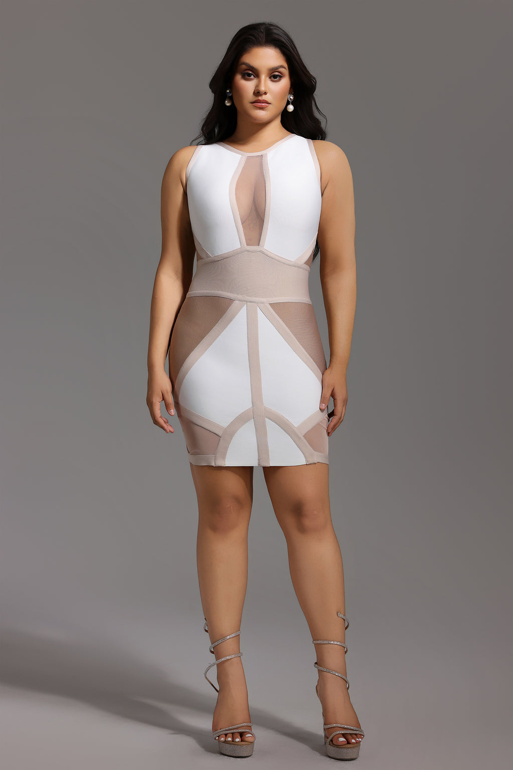 Locia Sleeveless Color Matching Bandage Midi Dress