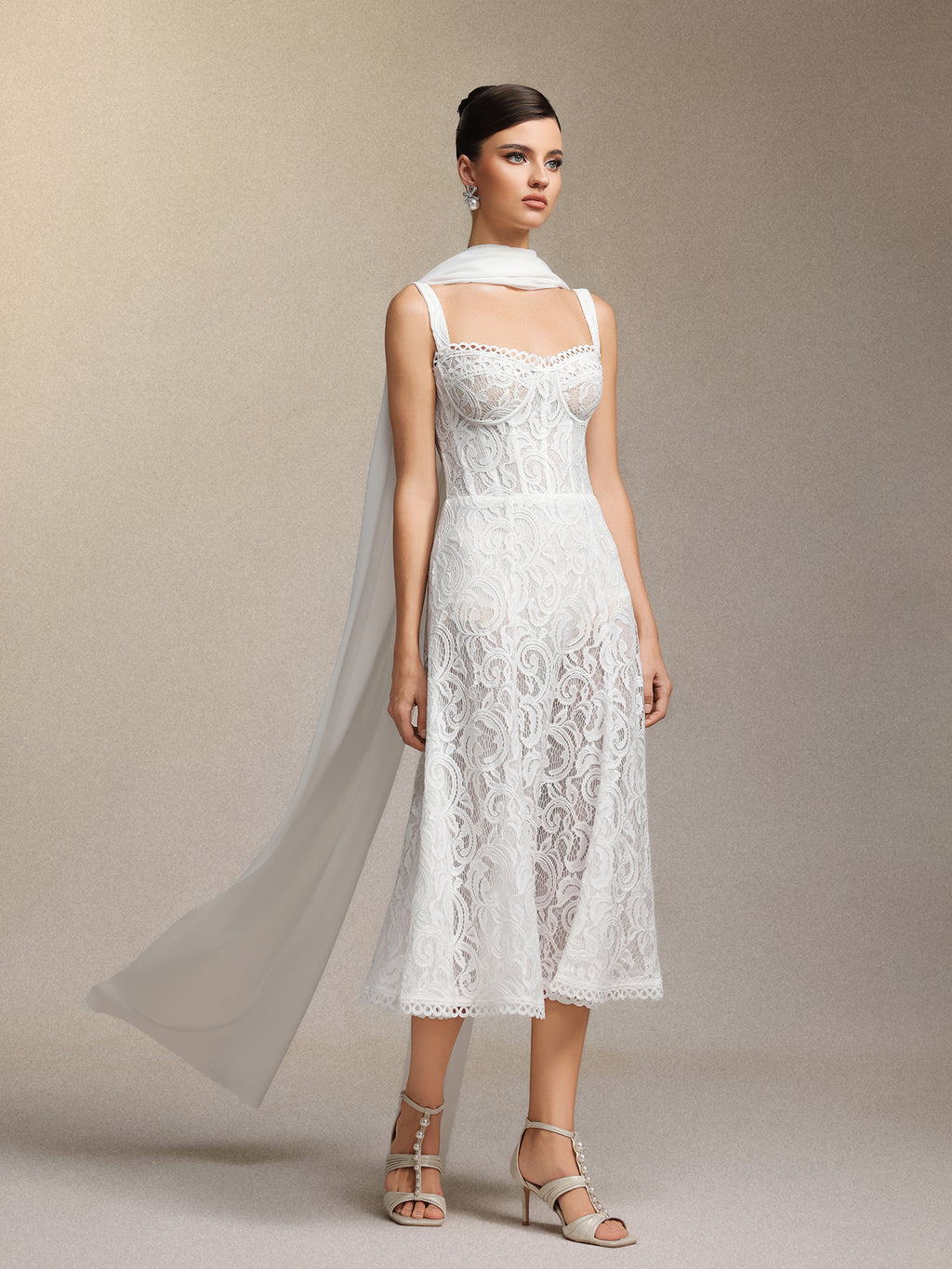 Junya Lace Corset Sleeveless Midi Dress