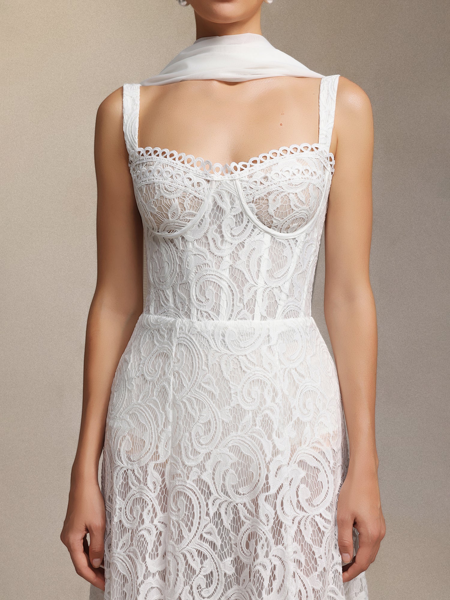 Junya Lace Corset Sleeveless Midi Dress