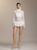 Halasa Long Sleeve Flowers Mini Dress