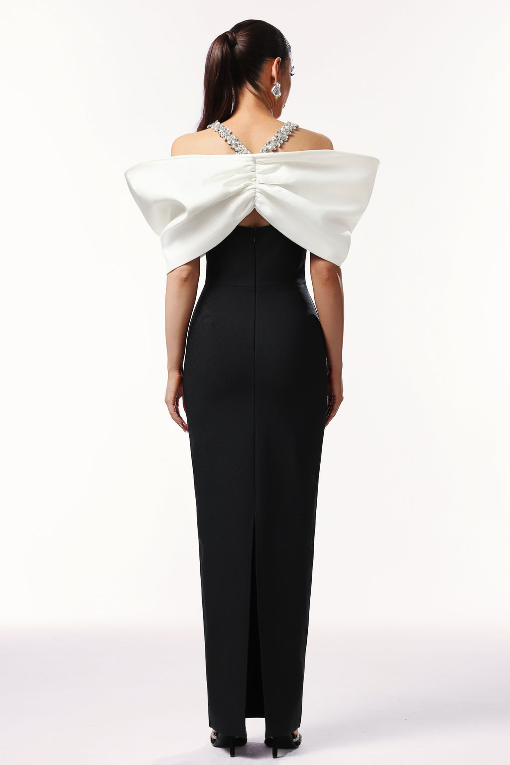 Lucifa Halter Sleeveless Bow Diamond Ribbon Bandage Maxi Dress