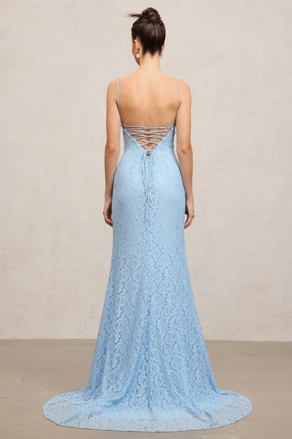 Lace Spaghetti-Strap Floor-Length Dress	
