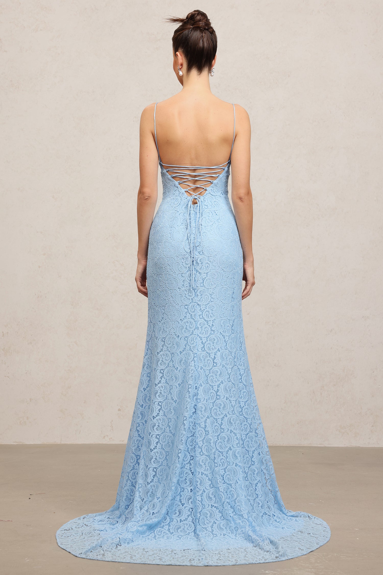 Lace Spaghetti-Strap Floor-Length Dress	