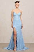 Lace Spaghetti-Strap Floor-Length Dress	