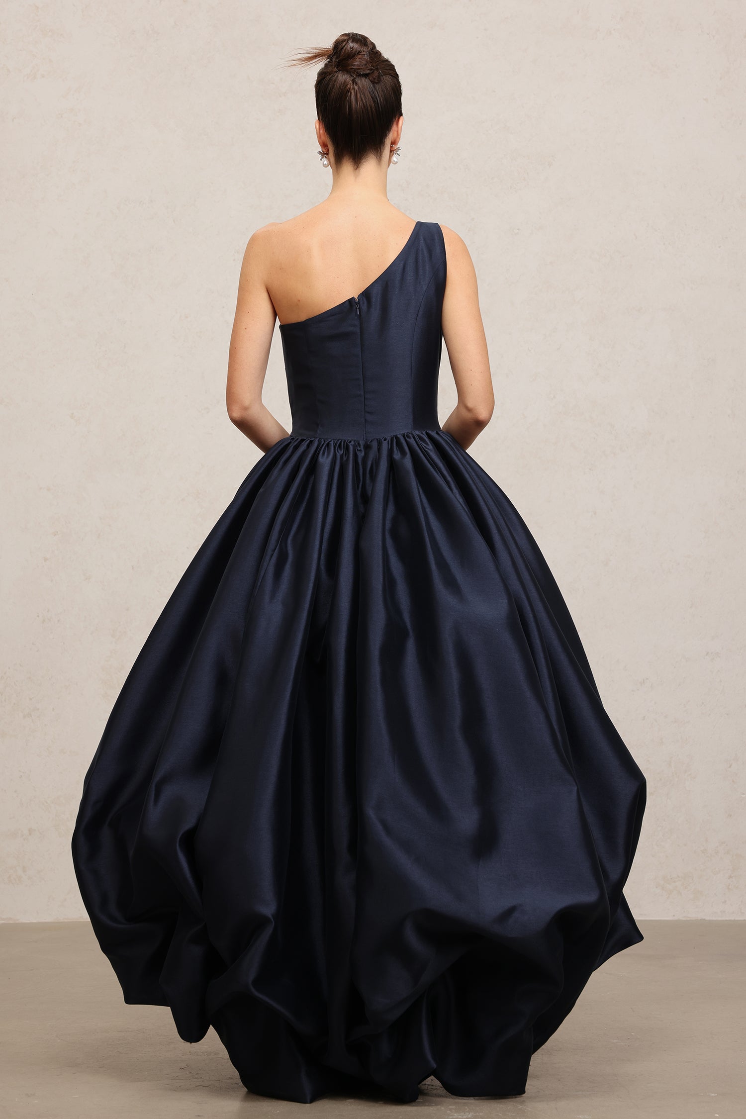 Asymmetric Satin High-Low Gown	