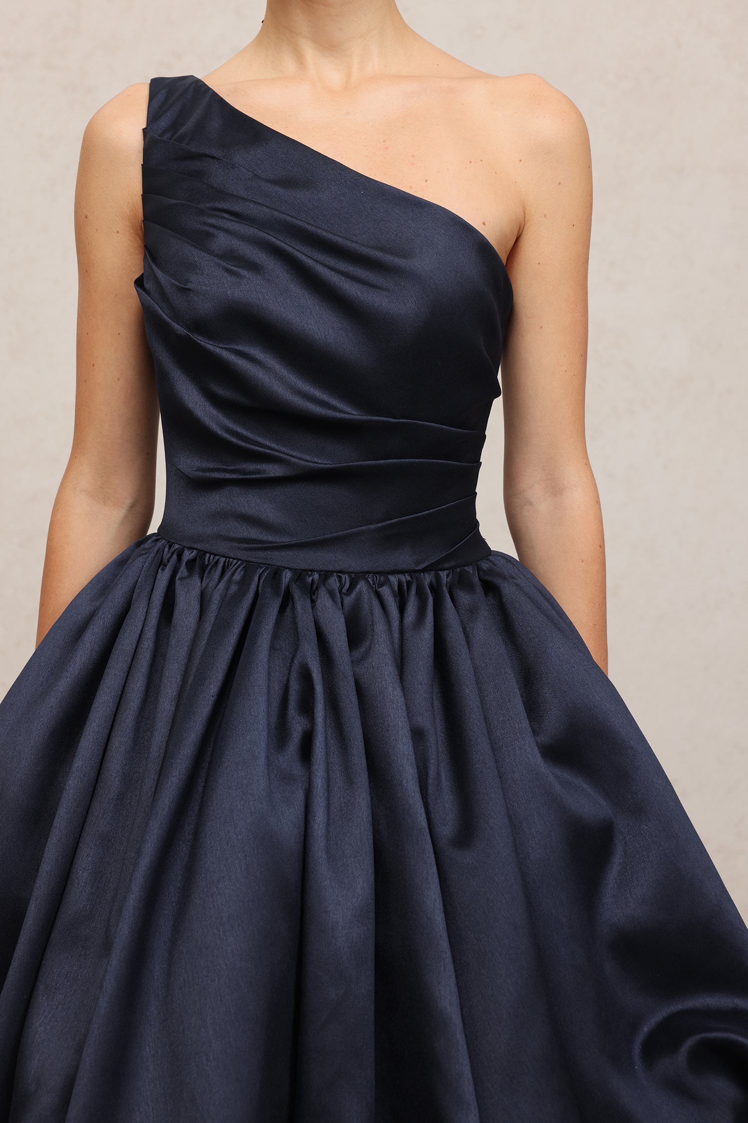 Asymmetric Satin High-Low Gown	