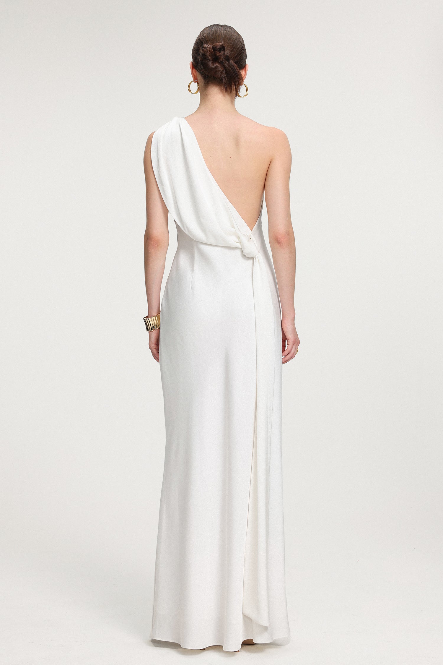 Tie-Shoulder Satin Maxi Dress	