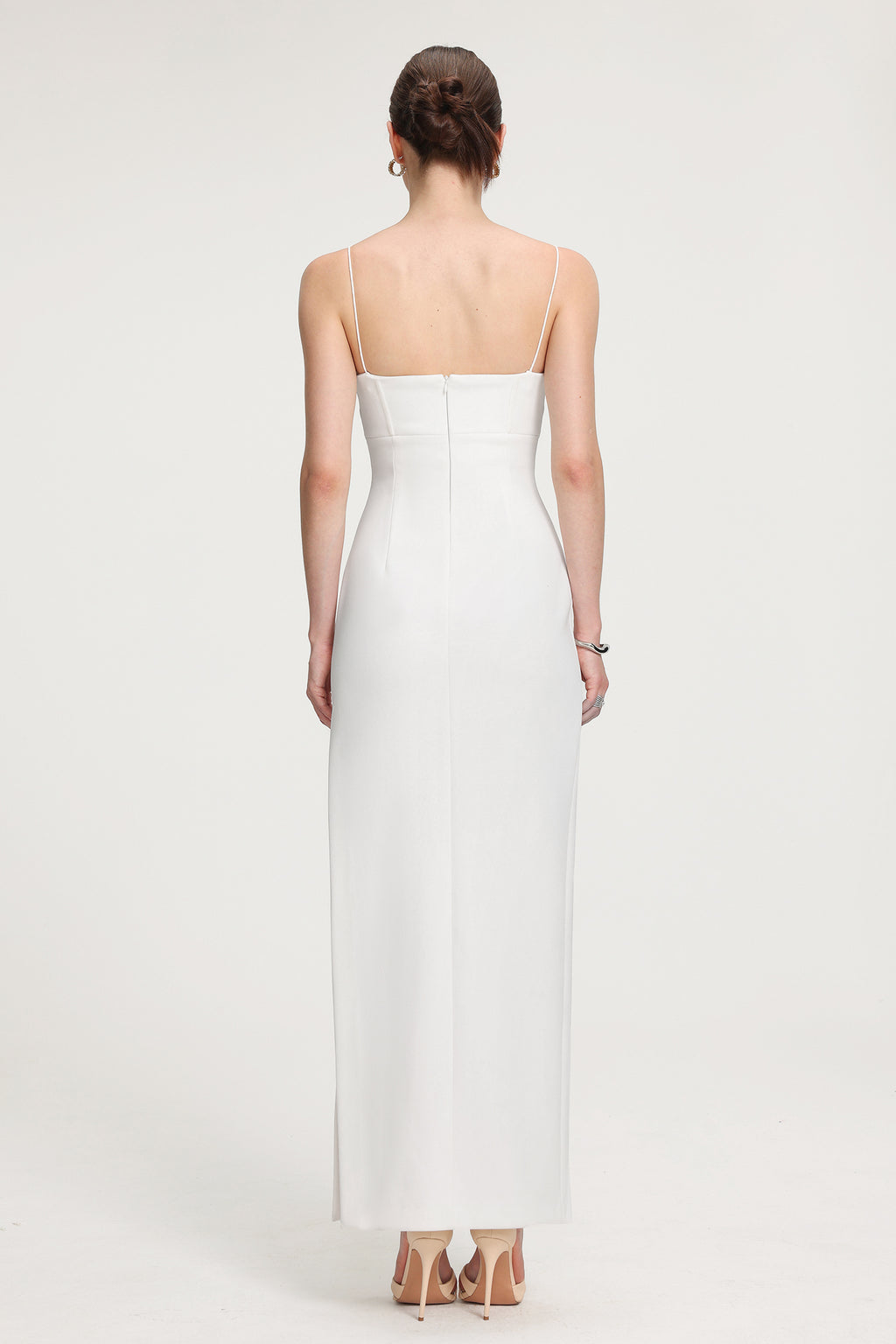 Corset-Style Crepe Maxi Dress	