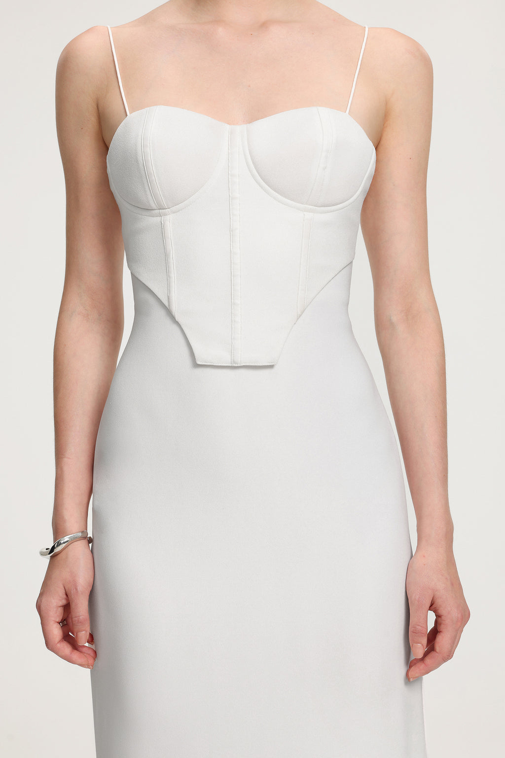 Corset-Style Crepe Maxi Dress	