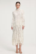 Textured Knit Long-Sleeve Top With Ribbon Details	