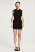 Rhinestone-Lace-Up Crepe Mini Dress	