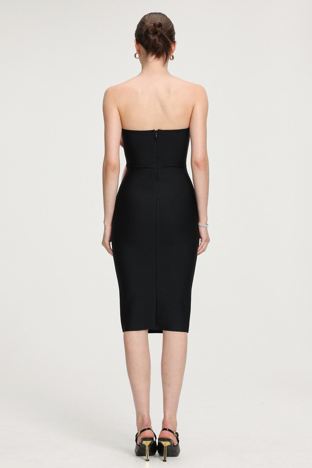 Strapless 3D Bow-Embellished Crepe Midi Dress	