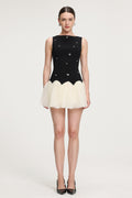 Crystal-Embellished Scallop - Hem Tulle Mini Dress	