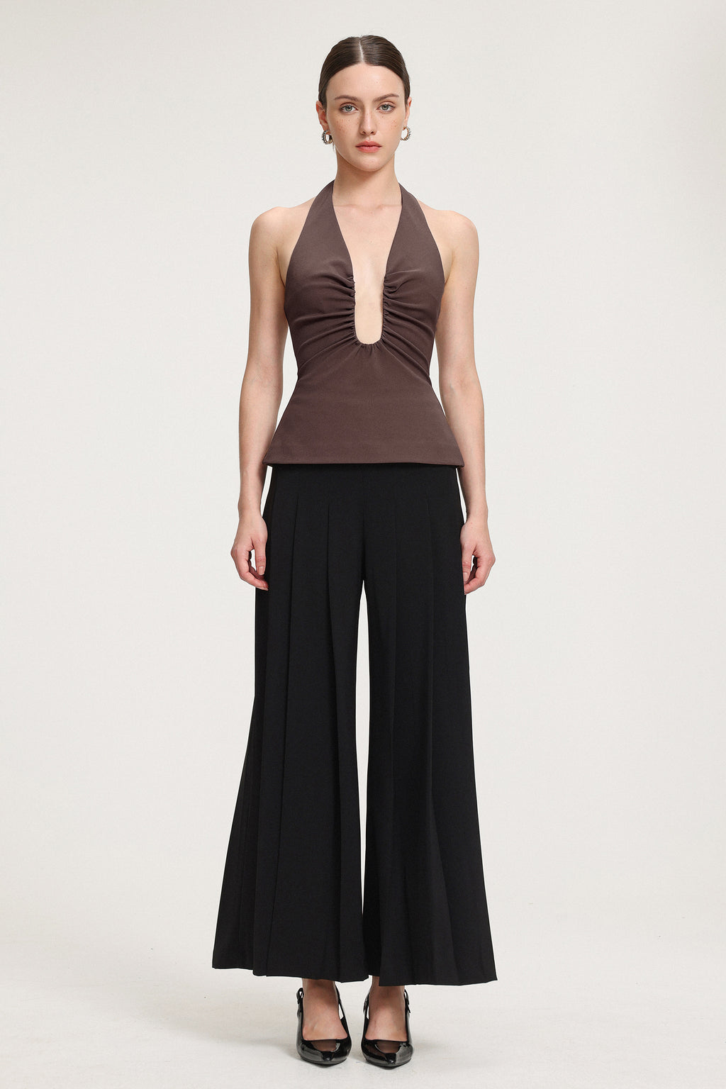 Pleated V-Neck Top	