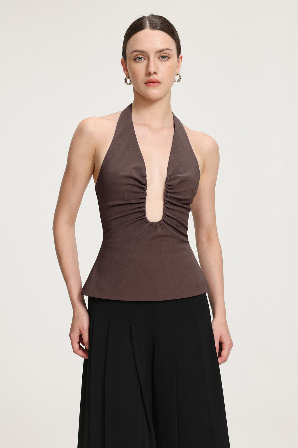 Pleated V-Neck Top	
