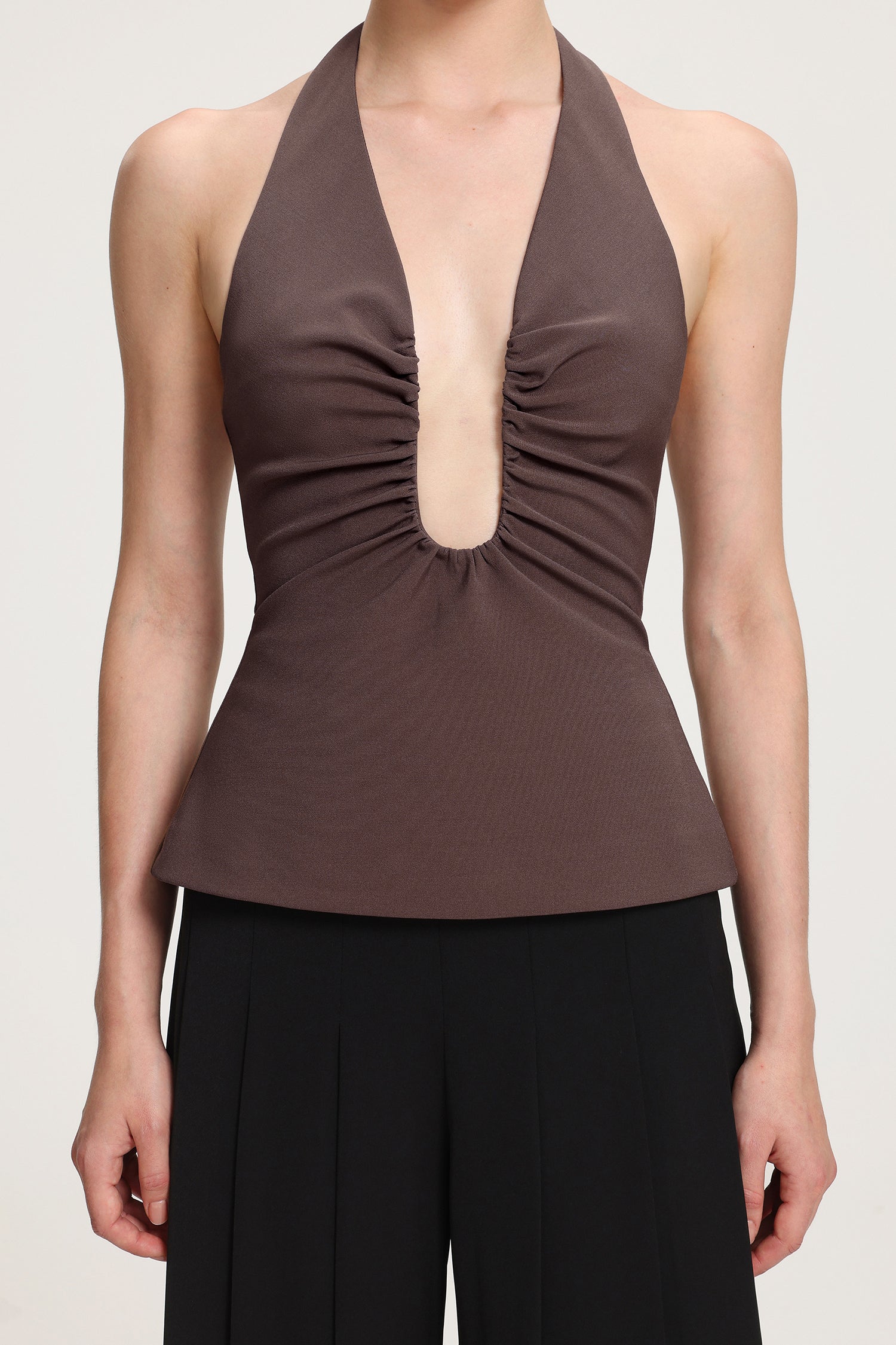 Pleated V-Neck Top	