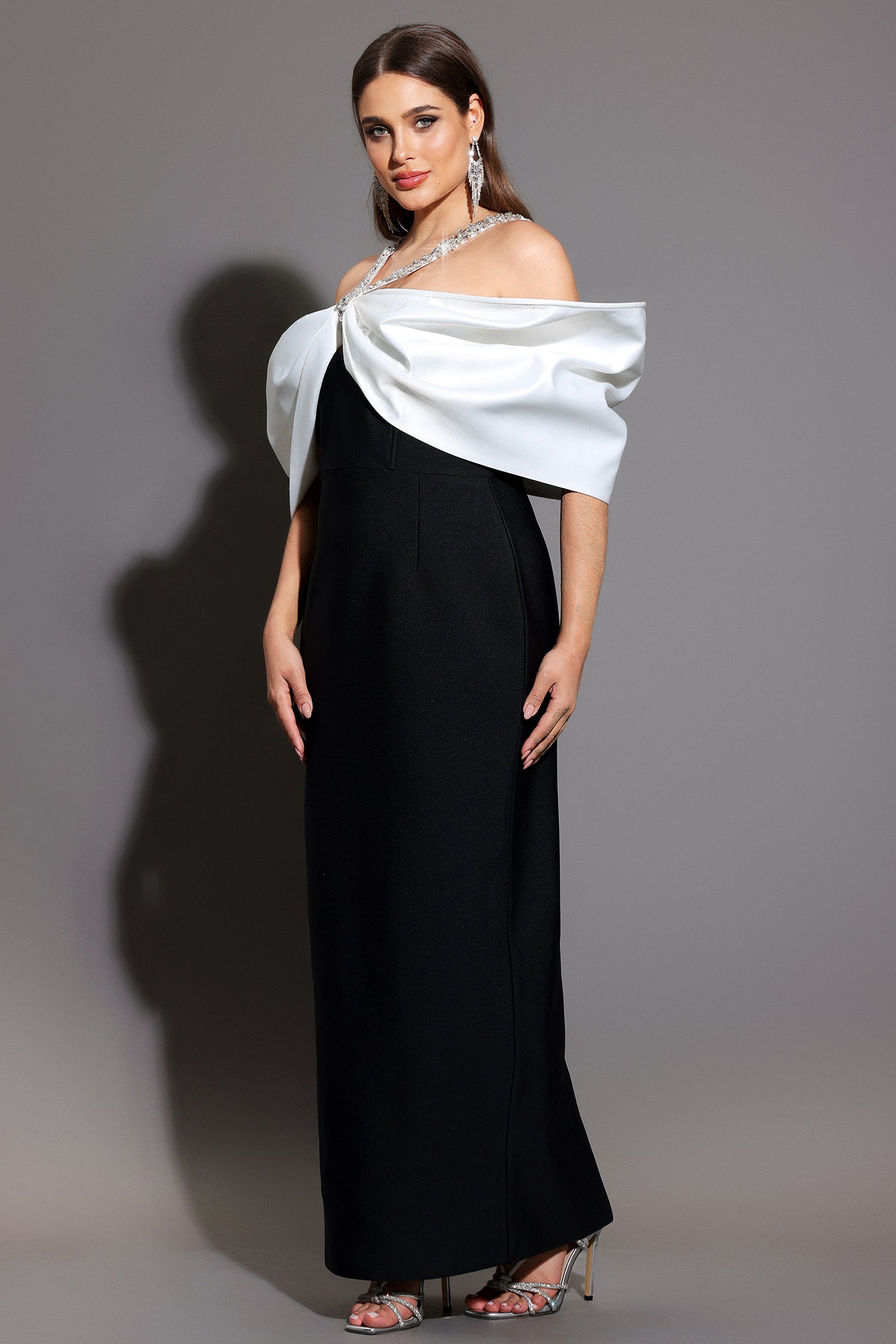 Lucifa Halter Sleeveless Bow Diamond Ribbon Bandage Maxi Dress	