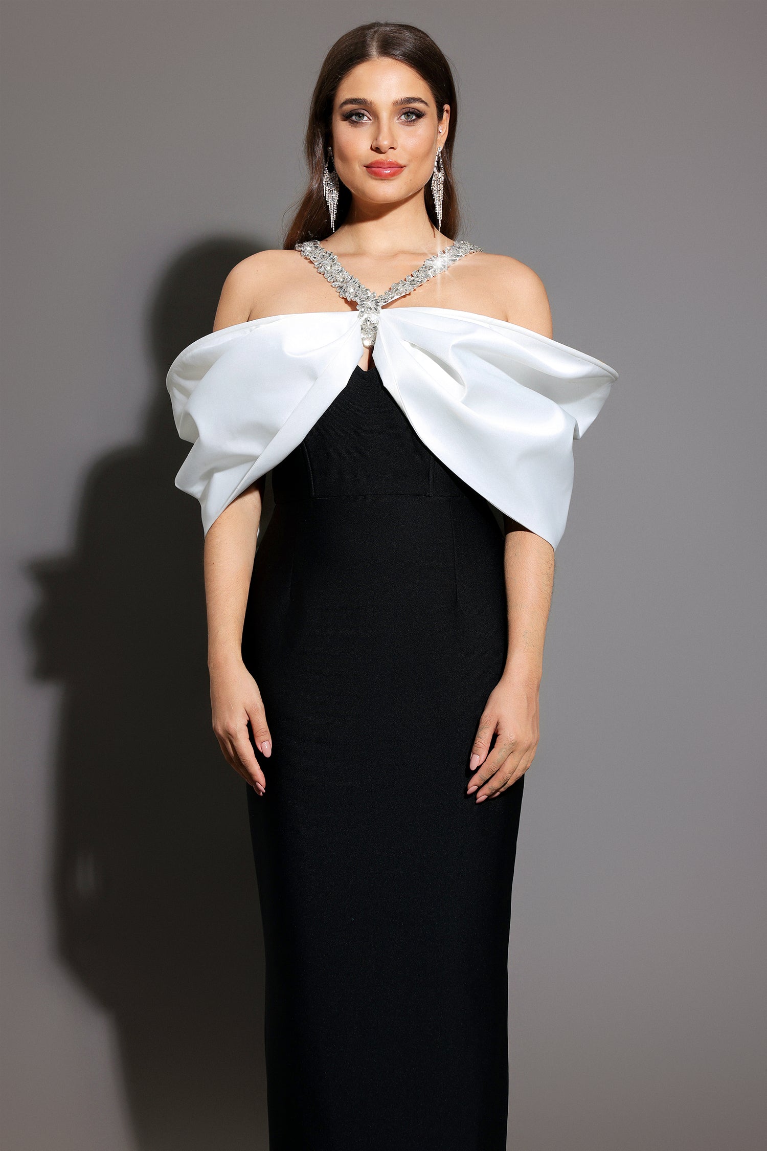 Lucifa Halter Sleeveless Bow Diamond Ribbon Bandage Maxi Dress	