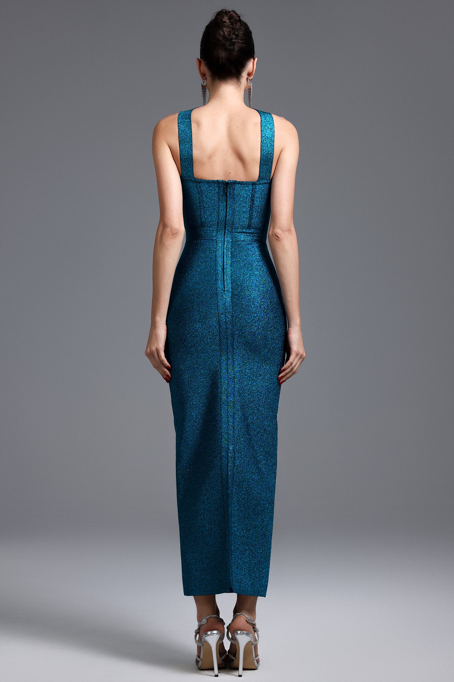 Hutuny Classic Contour Sleeveless Bandage Midi Dress	
