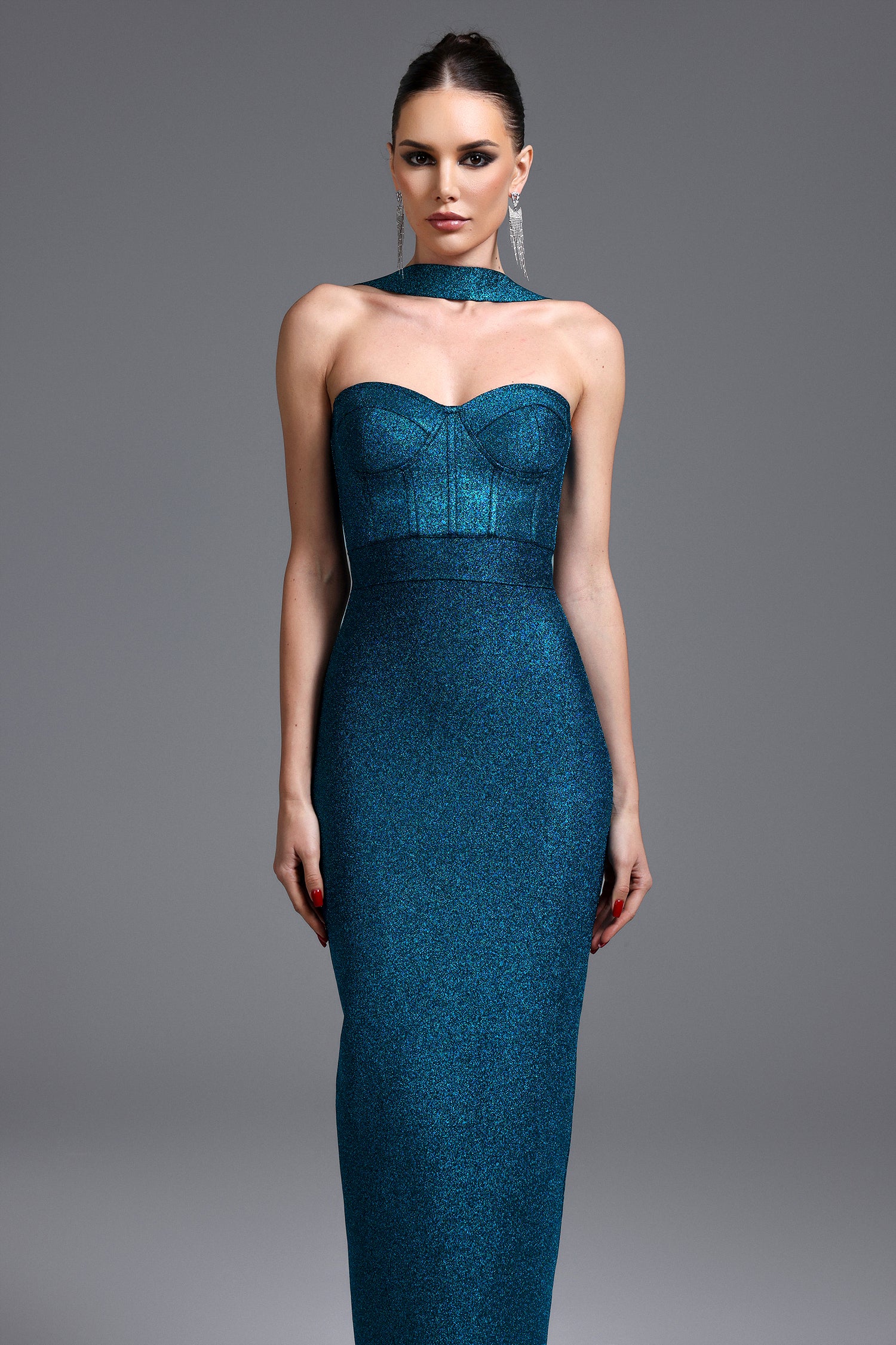 Hutuny Classic Contour Sleeveless Bandage Midi Dress	