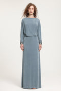 Boat Neck Dolman Sleeve Open-Back Maxi Dress	