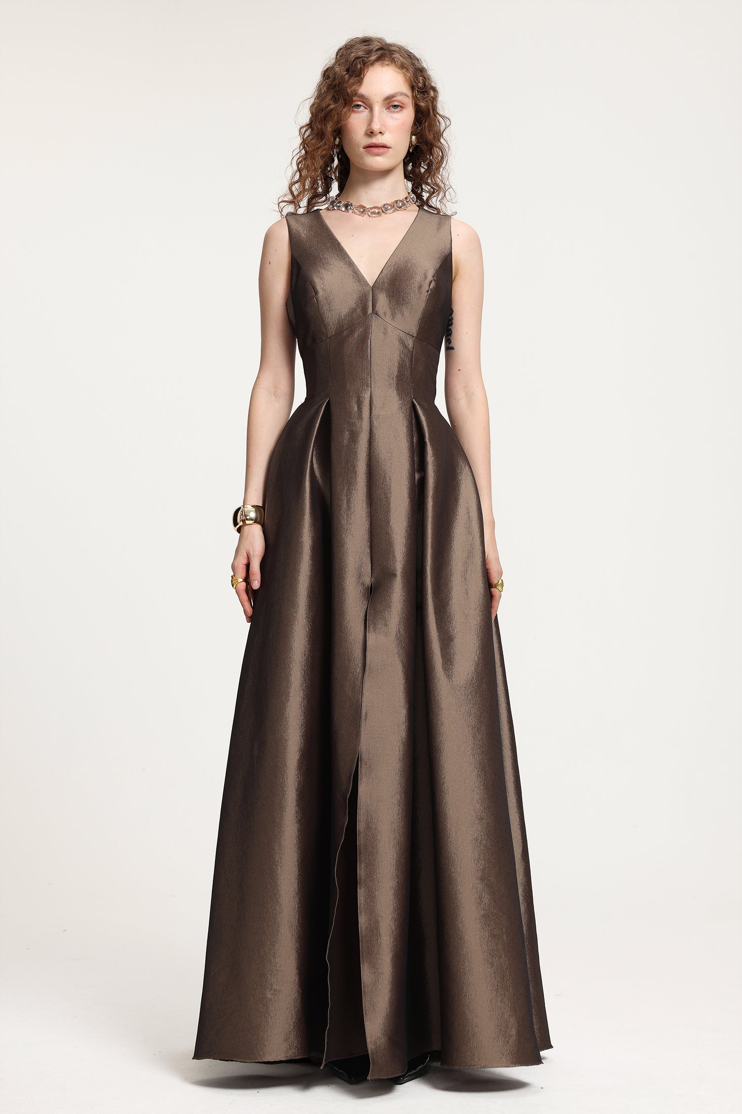 V-Neck Ball Gown Maxi Dress	