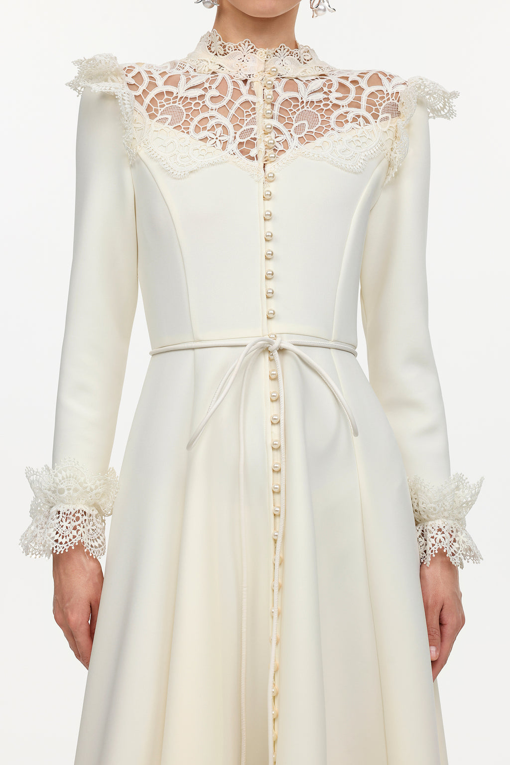 Eudora Romantic Flowy Long Sleeve Lace Woven Maxi Dress