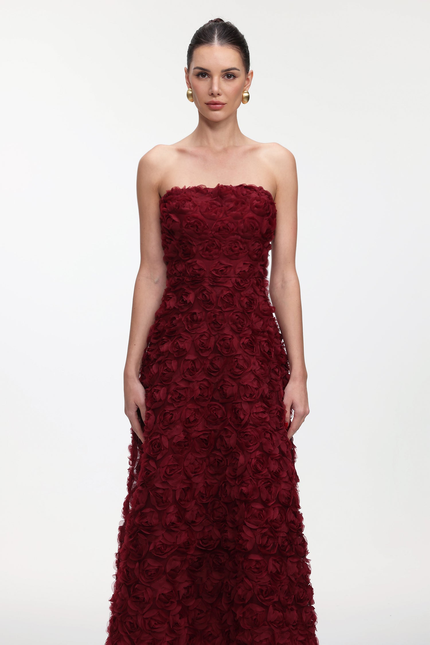 Sloan Romantic Contour Strapless Floral Maxi Dress