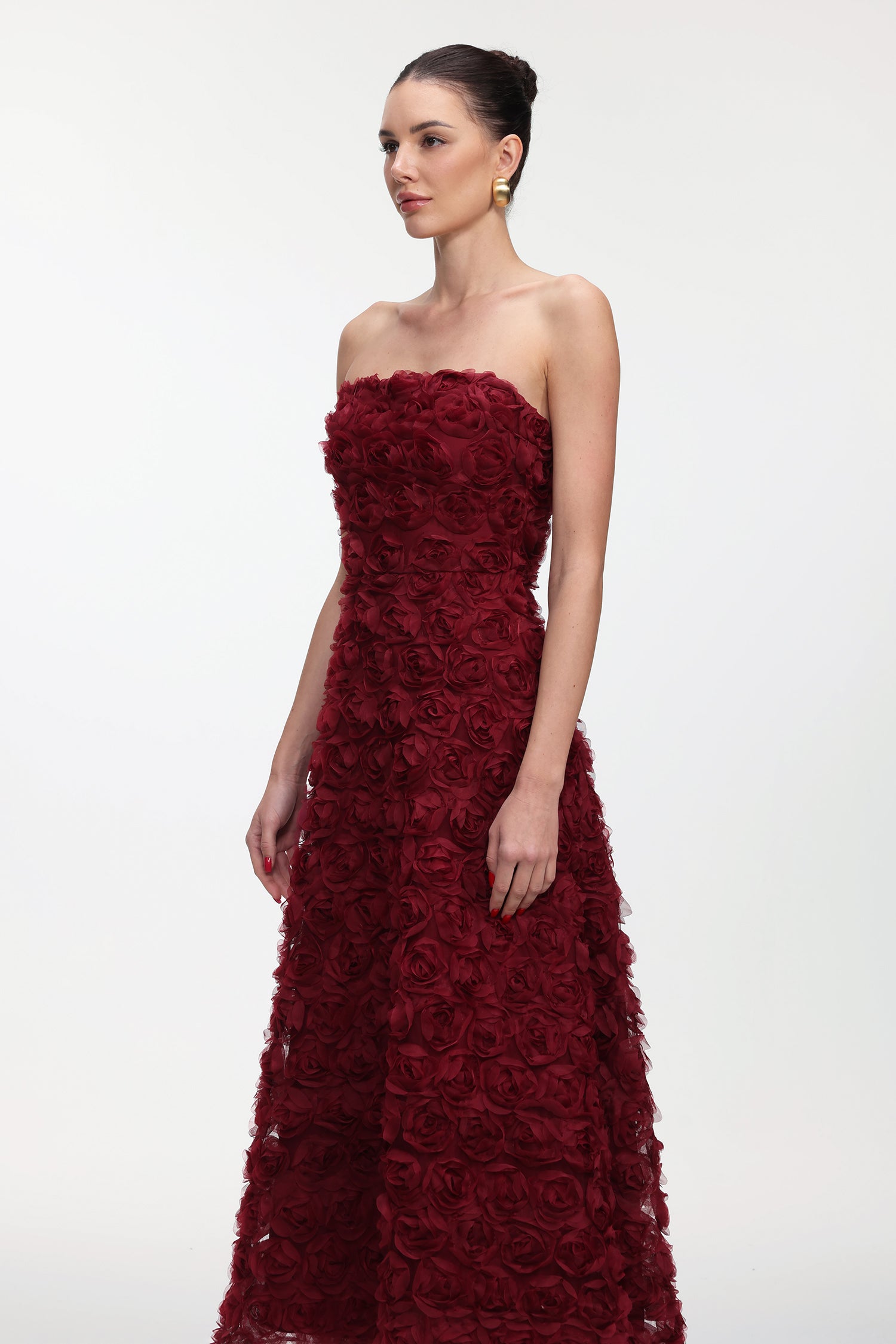 Sloan Romantic Contour Strapless Floral Maxi Dress