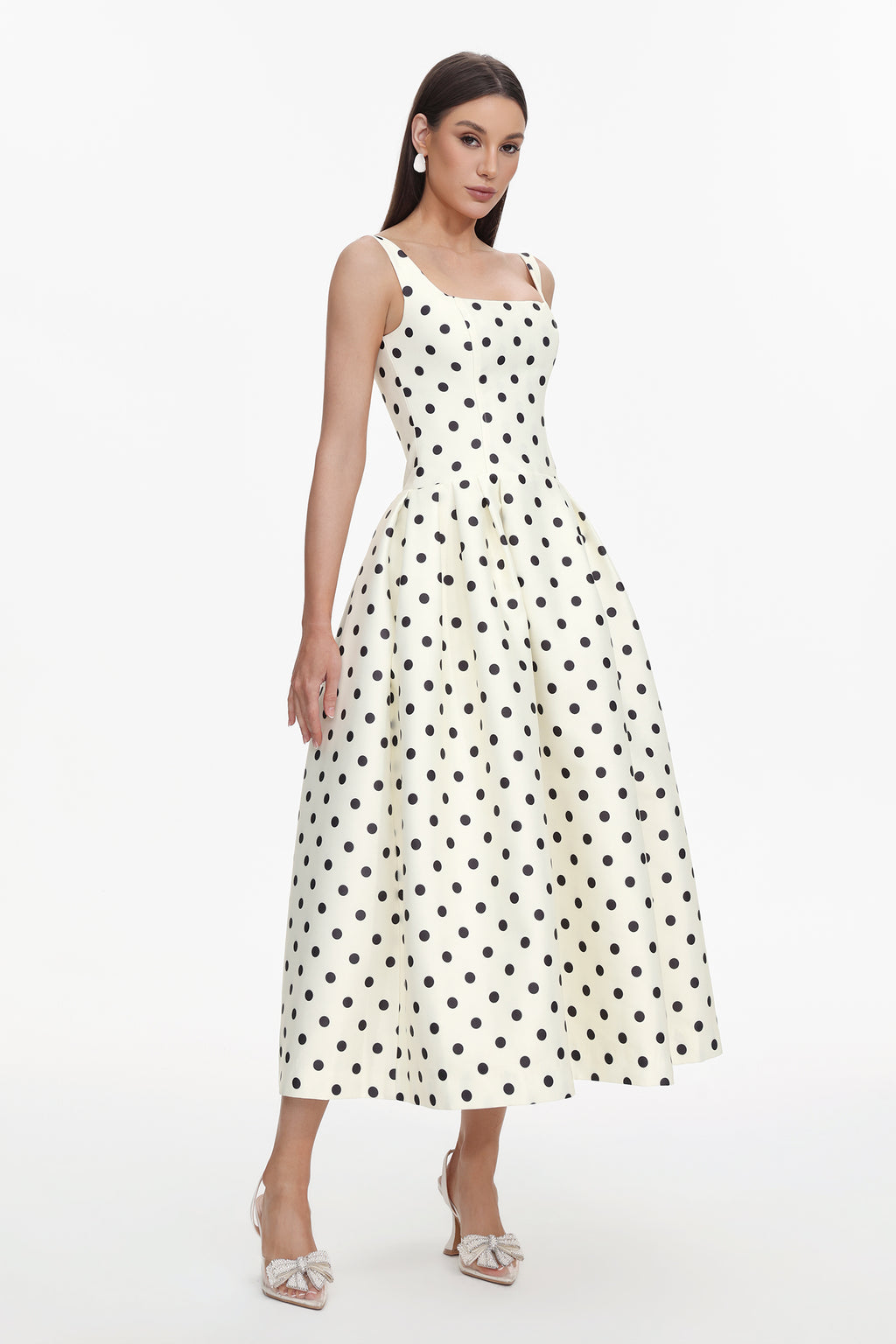 Zada Sleeveless Wave Point Maxi Dress