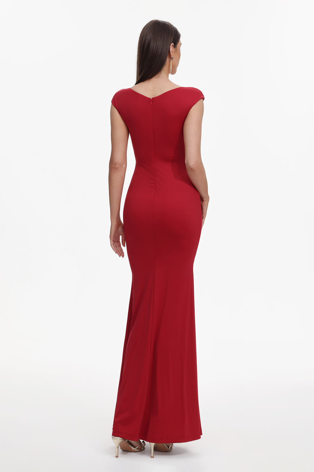 Yonce Romantic Contour V Neck Pleated Maxi Dress	