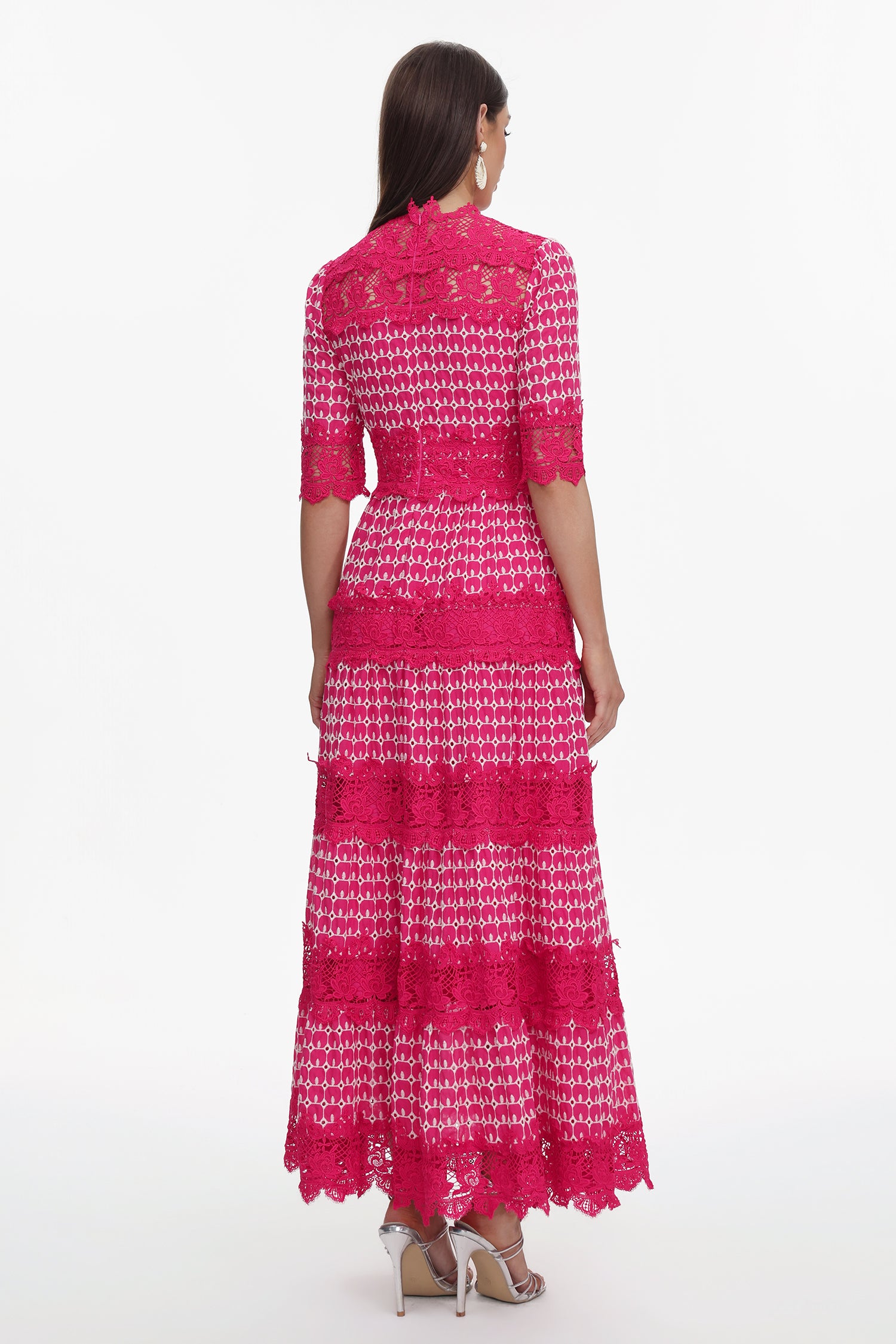 Sydnie Resort Flowy Half Sleeve Lace Maxi Dress	