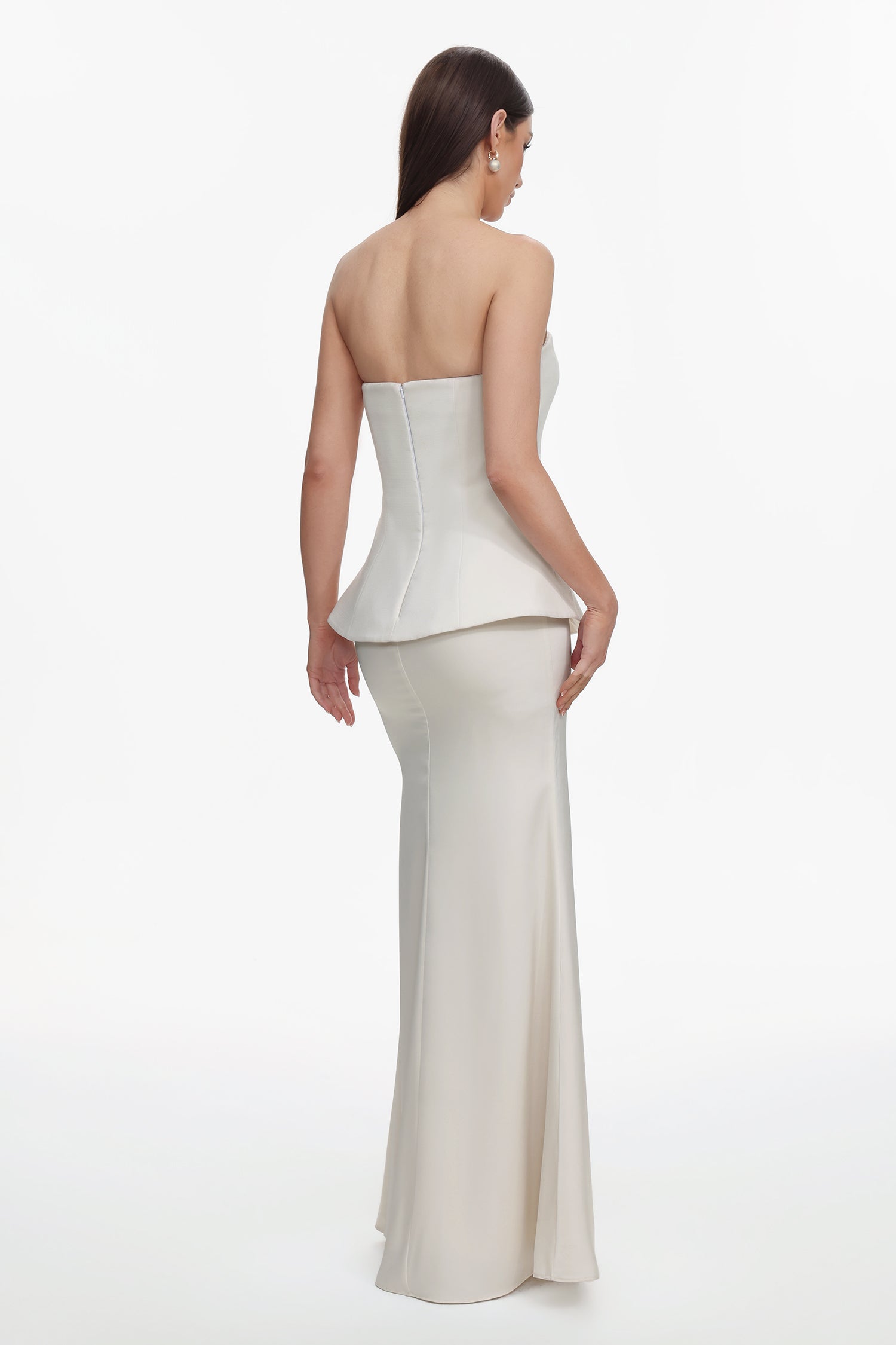Gayu Elegant Tailored Strapless Woven Top and Skirt Set