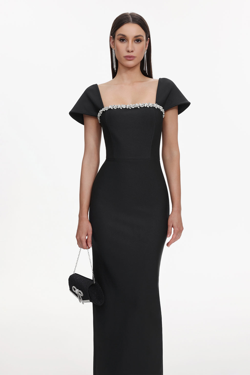 Romelle Short Sleeve Diamond Bandage Maxi Dress