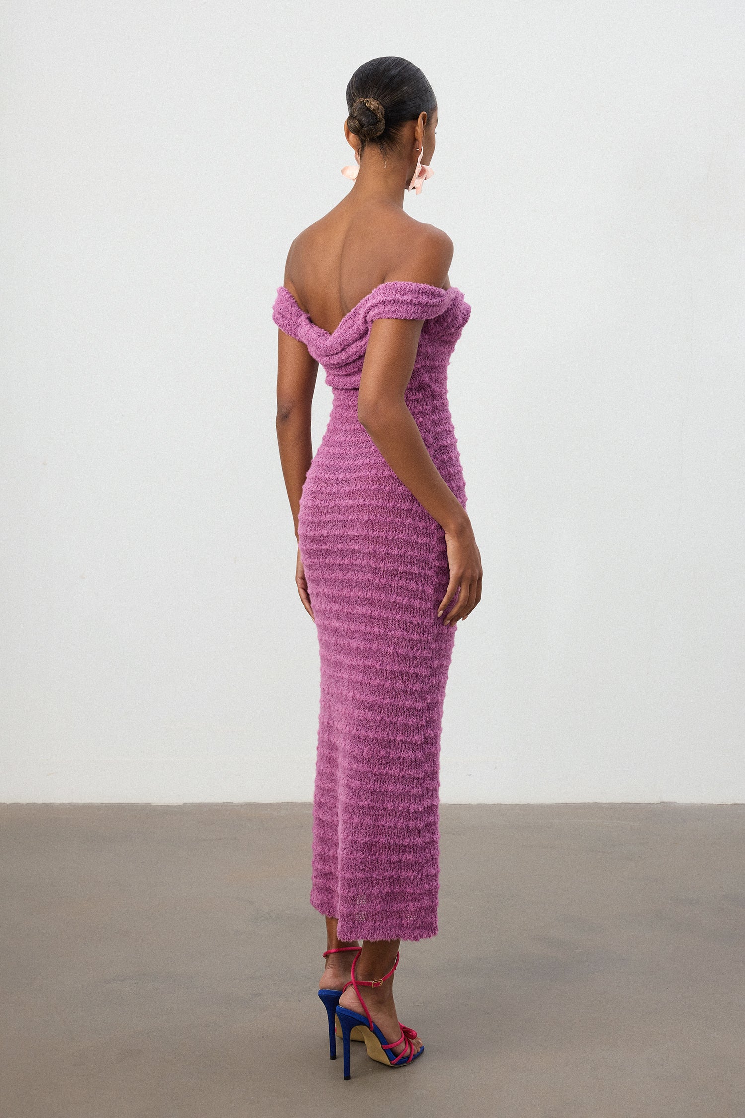 Blossom Purple Textured Strapless  Dress	