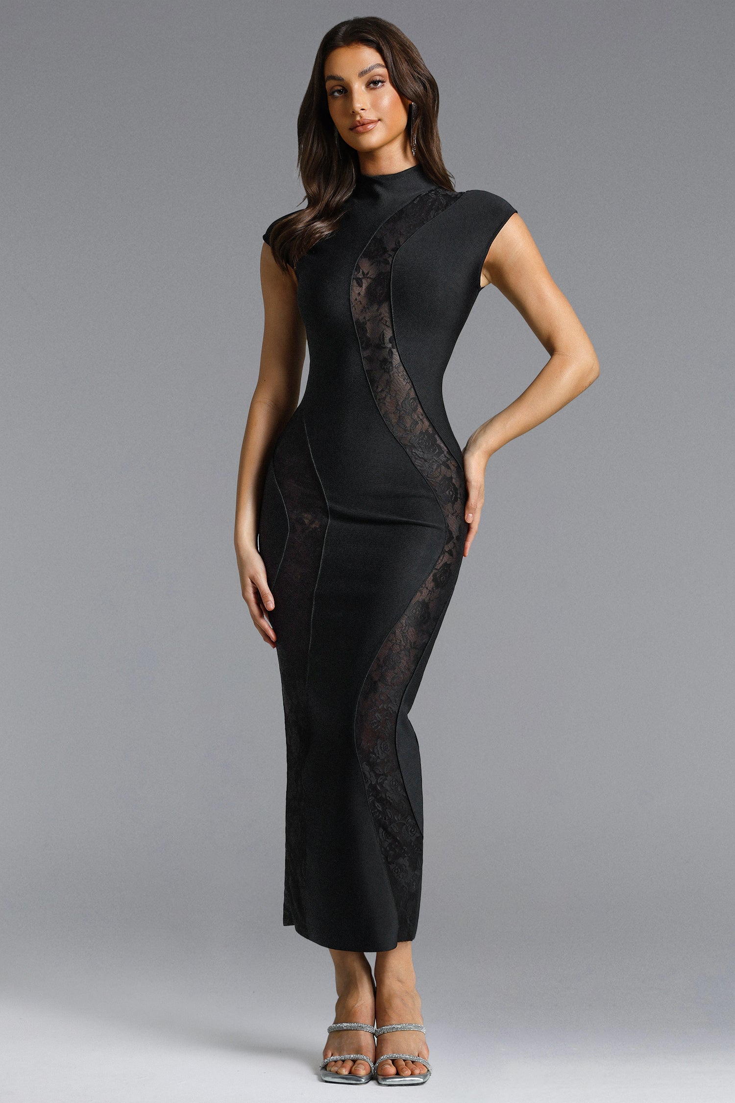 Rotte Sexy Contour Sleeveless Lace Bandage Maxi Dress	