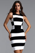 Fagaro Chic Contour Sleeveless Contrast Bandage Mini Dress	