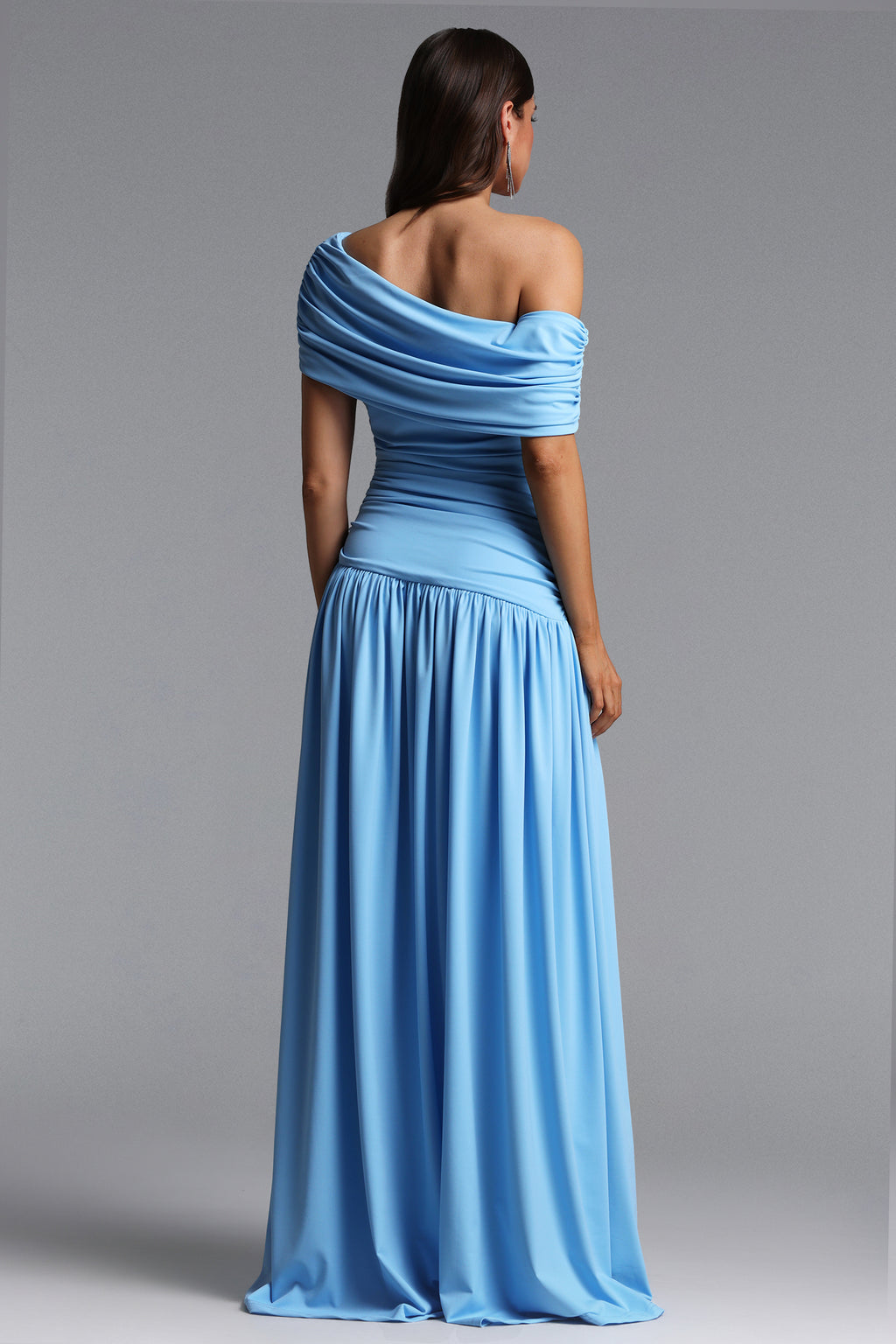 Gamora Elegant Contour One Shoulder Ruched Maxi Dress	